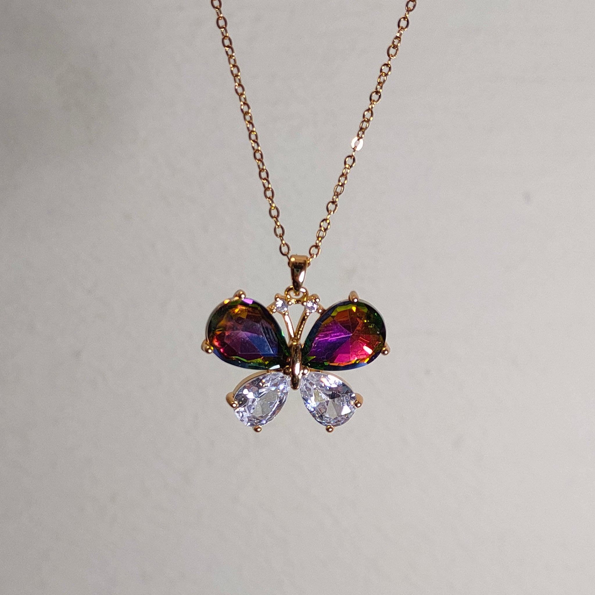 Purple Crystal Butterfly Necklace