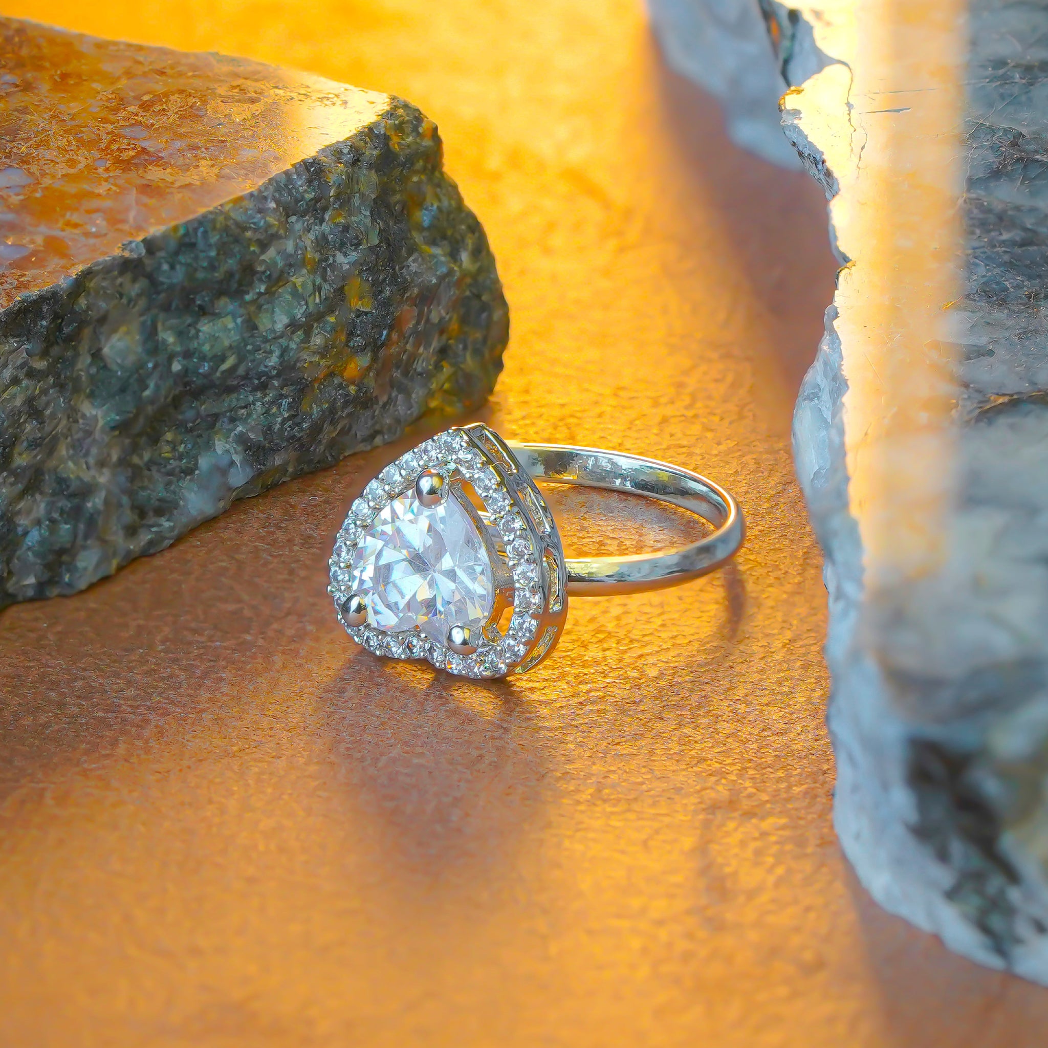 Heart Shape American Diamond Ring